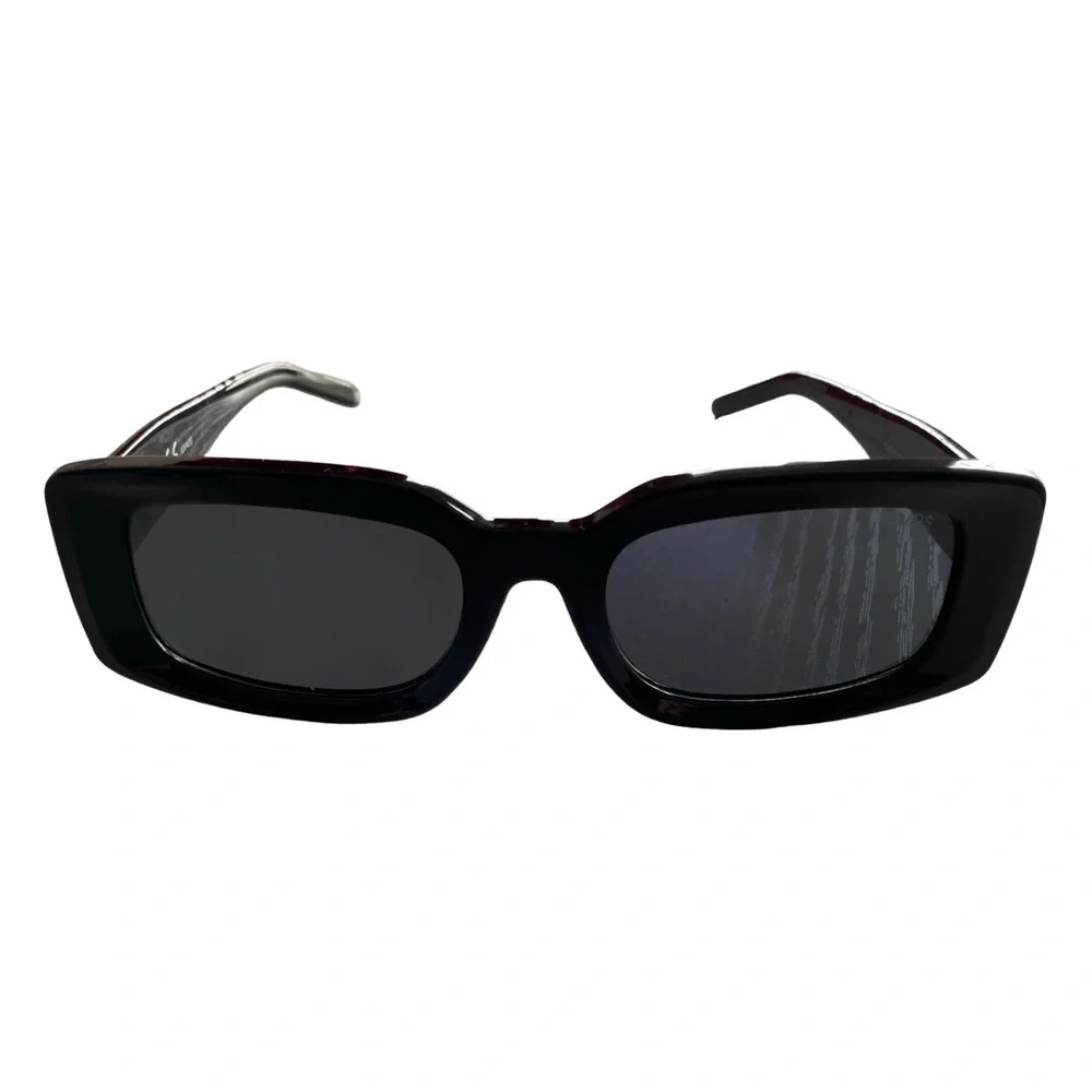 SOJOS Black Rectangle Sunglasses Star Detail Retro Y2K UV400